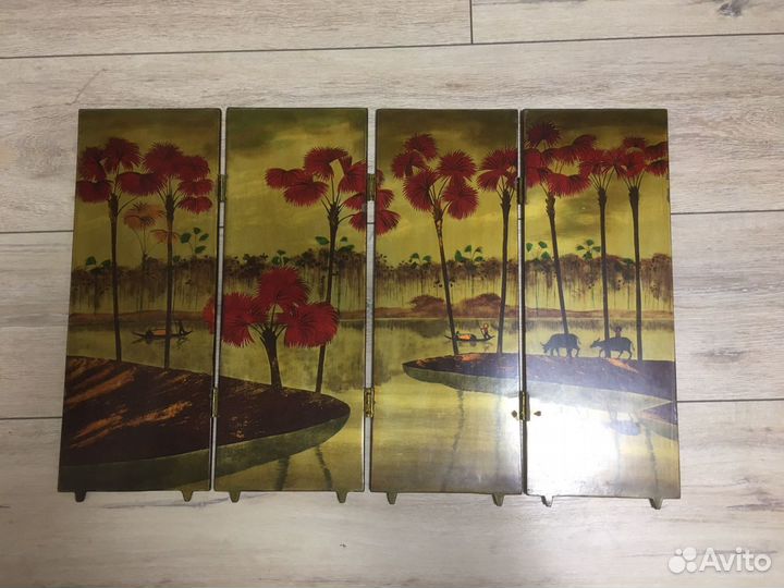 Деревянная раскладная картина. Китайская Ширма