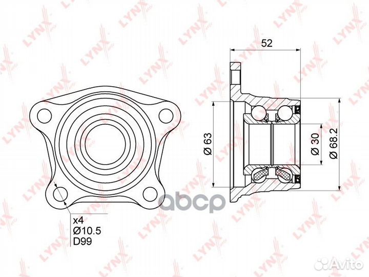 Подшипник ступицы задний WB1022 lynxauto