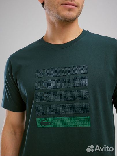 Футболка мужская зеленая lacoste