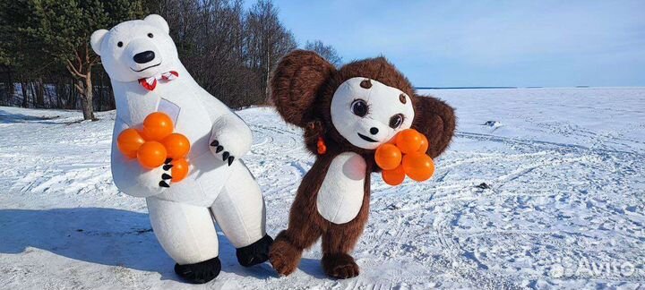 Чебураша, Белый мишка, Кошка. Поздравление