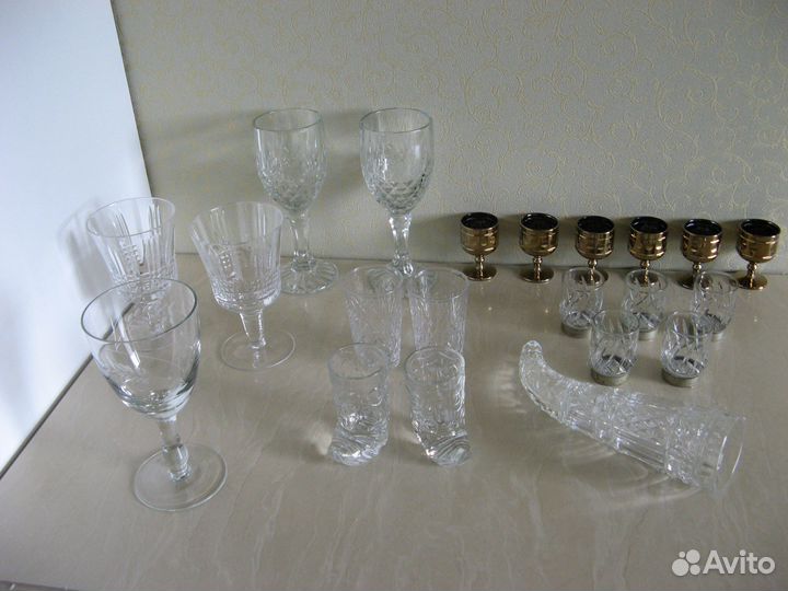 Фужеры, рюмки, хрустальный рог.Хрусталь СССР