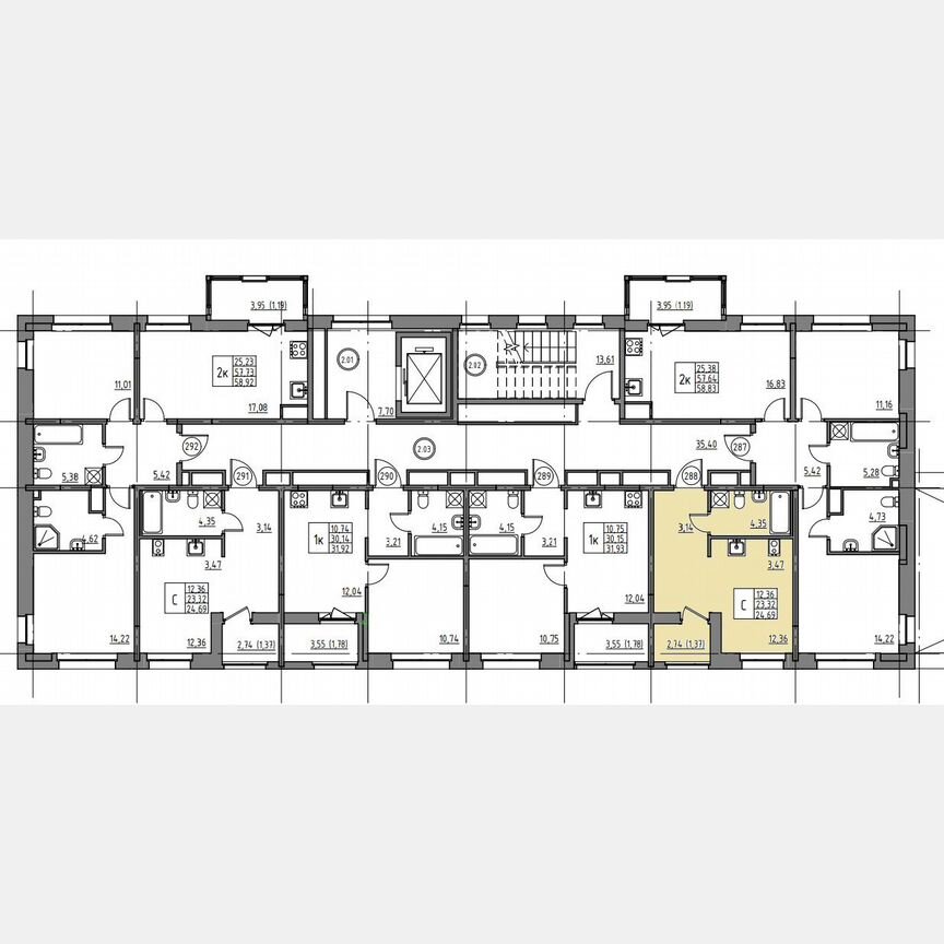 Квартира-студия, 24,7 м², 2/12 эт.