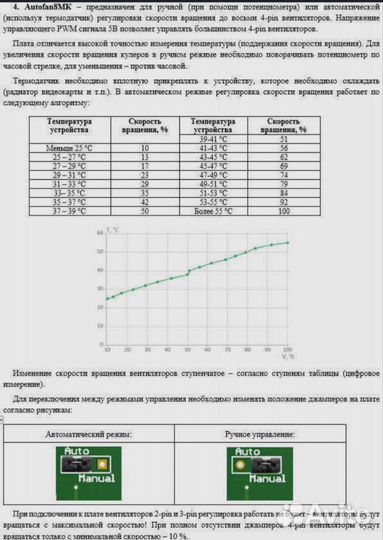 Ручной регулятор вентиляторов с термодатчиком