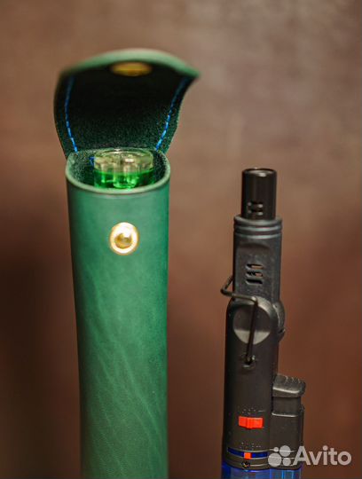 Походная зажигалка-горелка в кожаном чехле