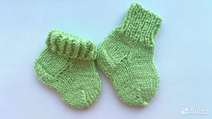 Носки детские вязаные ручной работы, шерсть, 11 см