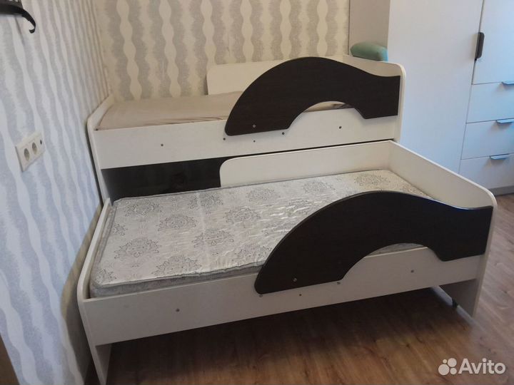 Кровать выкатная для 2-детей с ящиком