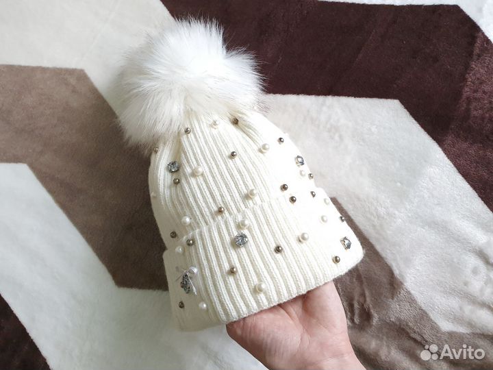 Зимняя шапка на флисе для девочки 54 на 6-10 лет