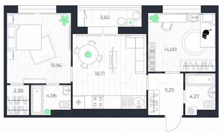3-к. квартира, 68,5 м², 1/14 эт.