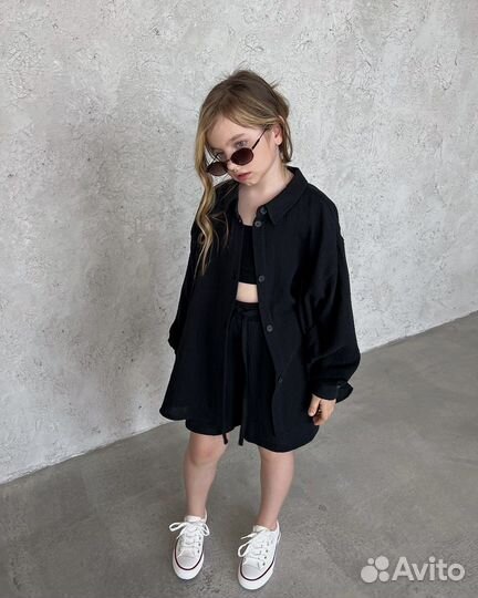 Рубашка оверсайз из муслина для девочки