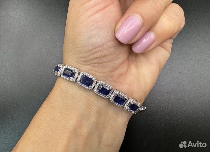 Серебряный браслет с сапфирами