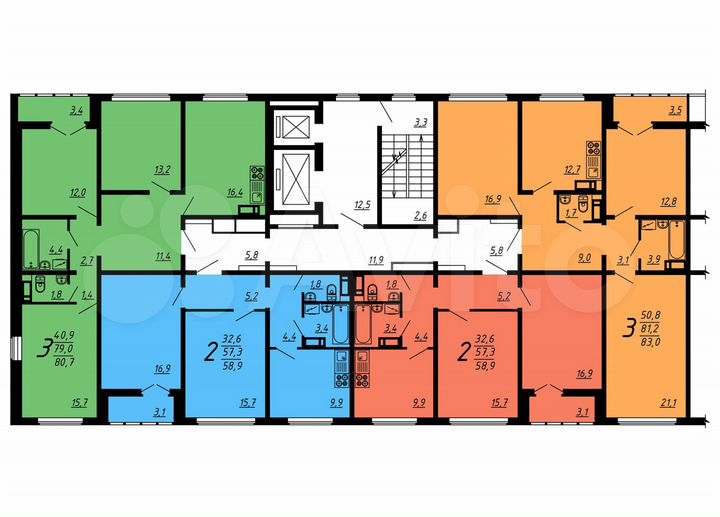 2-к. квартира, 57,2 м², 8/17 эт.