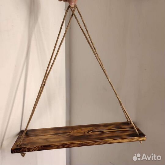 Полка подвесная натуральное дерево