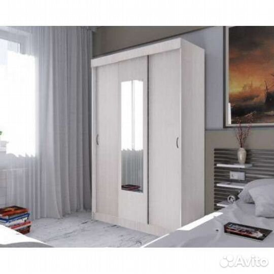 Шкаф купе с зеркалом белый