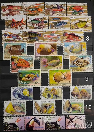 Коллекция марок фауна 60-90х 15 (чистые )
