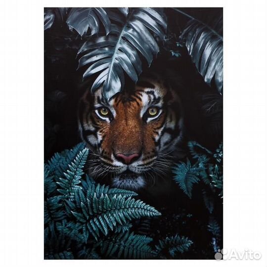 Картина на холсте 'Тигр в листьях' 50х70 см