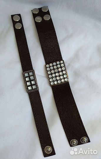 Браслет кожа, перламутр