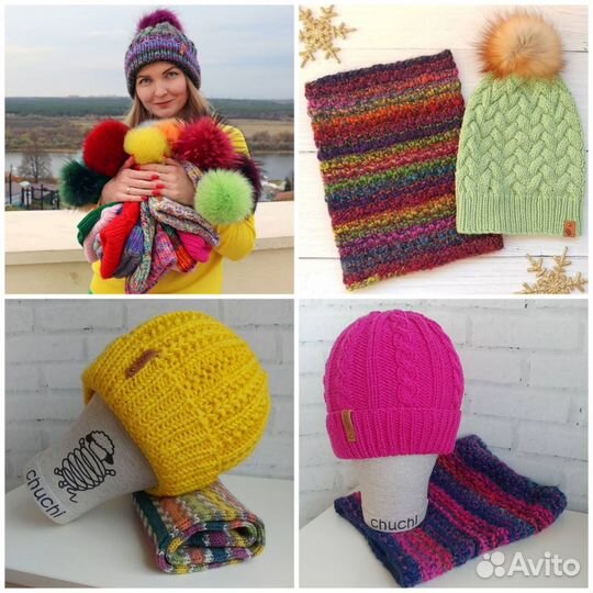 Шапка вязаная ручная работа