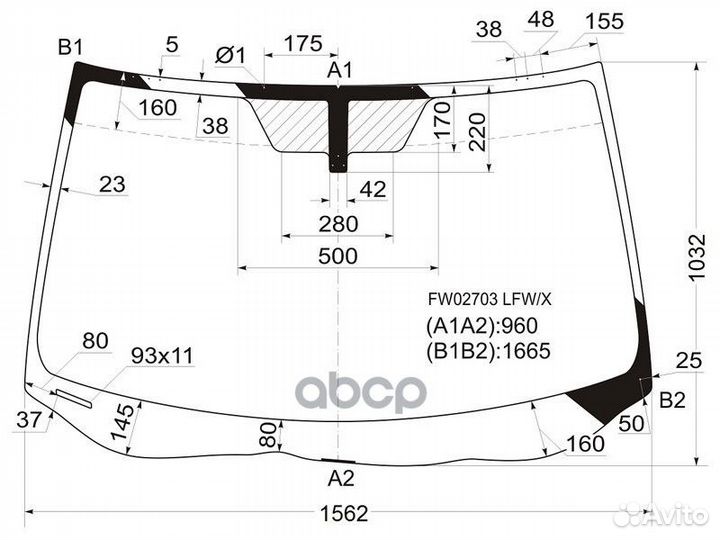 Стекло лобовое acura MDX 06-13 FW02703 LFW/X XYG