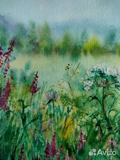 Картина акварелью. Пейзаж. Размер 30х40см