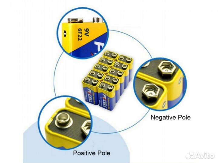 Батарейки pkcell CR2032 3V Таблетка; 6F22 9V Крона