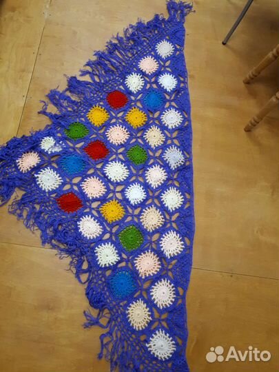 Шаль косынка вязаная разноцветная