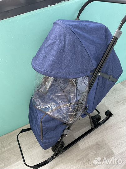 Коляска санки снежинка