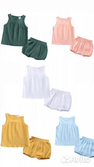 Костюм детский муслин майка-шорты 90,100,110