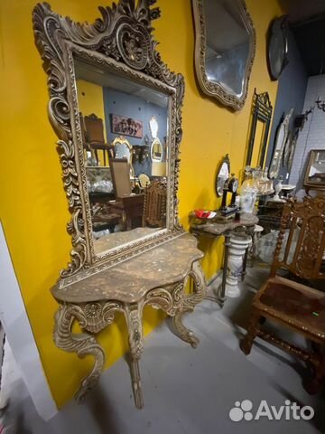 Зеркало консоль дерево мрамор винтажные