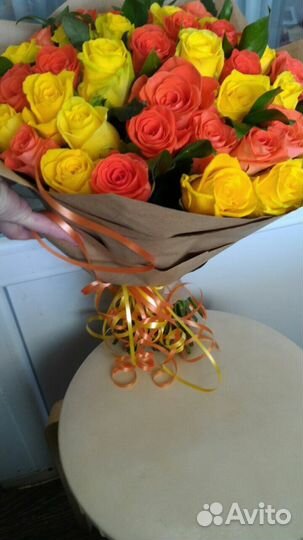 Цветы. Букет. 51 роза 50см. Доставка цветов