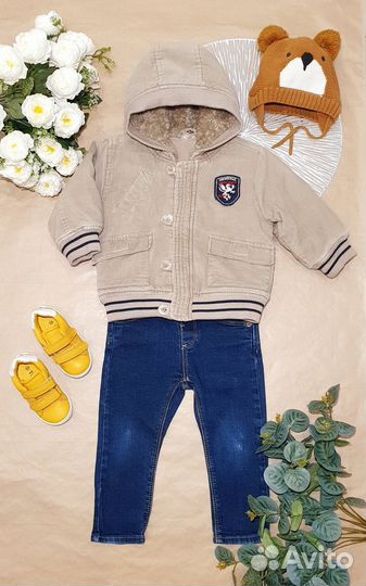 Рост 80 Куртка бомбер, пакет джинсы Zara, свитер