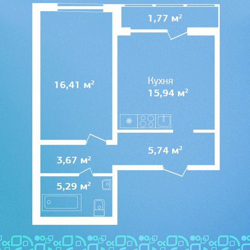 1-к. квартира, 48,8 м², 1/9 эт.