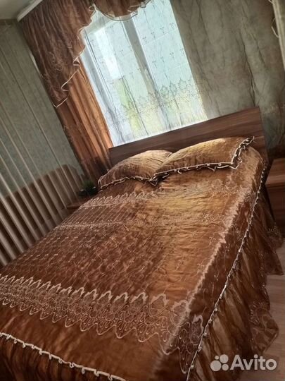 Спальный комплект шторы с покрывалом на кровать