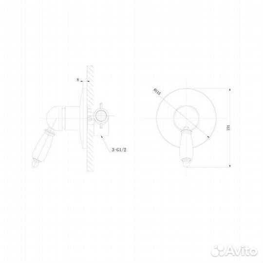 Смеситель для душа Caprigo adria–Uno 02-550-crm