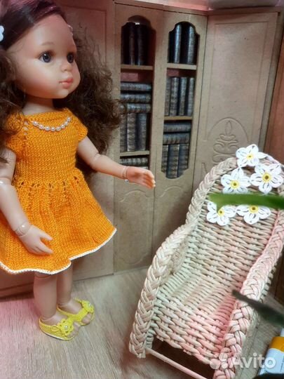 Плетёная кукольная мебель