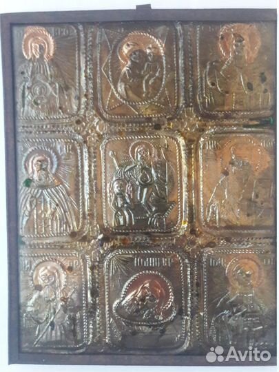 Икона 9 святых.Размер иконы 19х15х1см