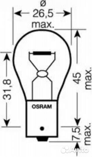 Osram 7506 Лампа P21W 12V 21W BA15s original line качество оригинальной з/ч (оем)