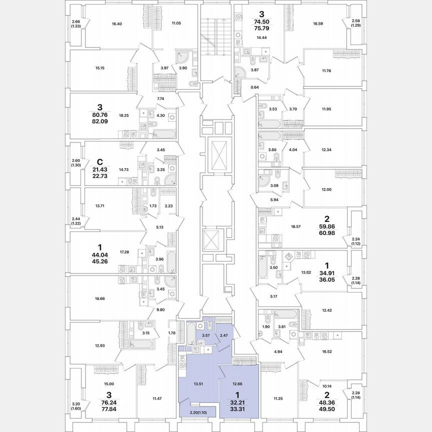 1-к. квартира, 33,3 м², 10/12 эт.
