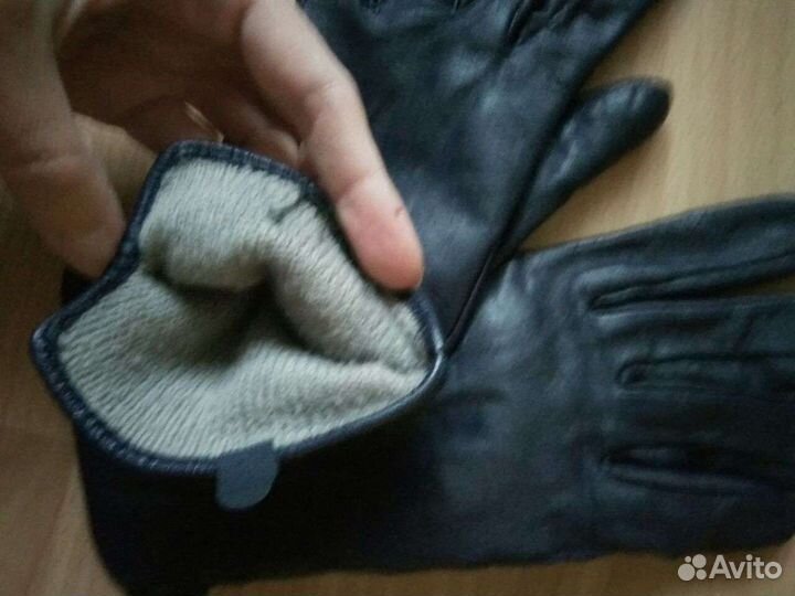 S Натуральная кожа. Кожаные перчатки. Темносиние