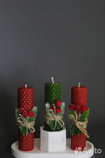 Свечи из вощины новый год набор свечей