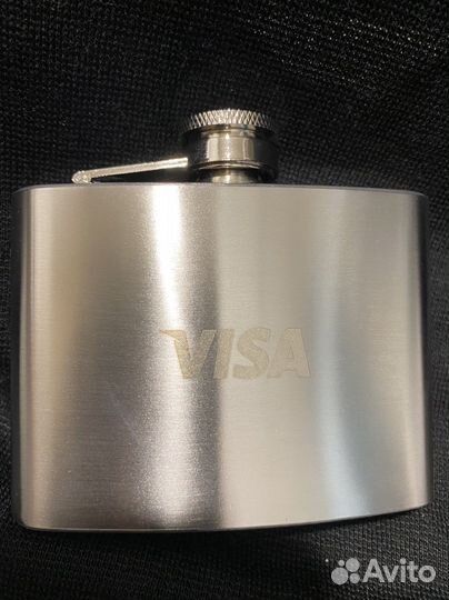 Фляга, с надписью visa, для горячительных напитков