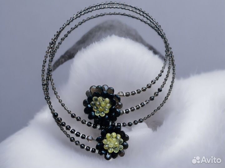 Колье чокер из раухтопаза новый