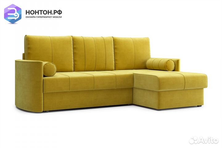 Диван угловой дельфин Колибри горчичный