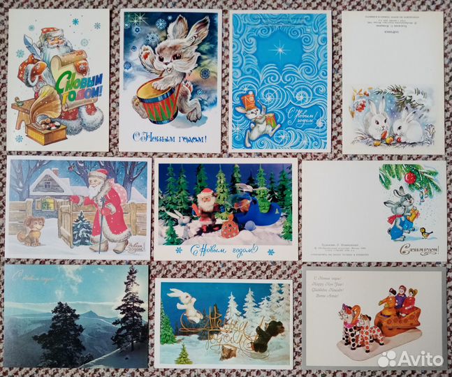 Новогодние открытки СССР. Оригиналы. Чистые. Люкс