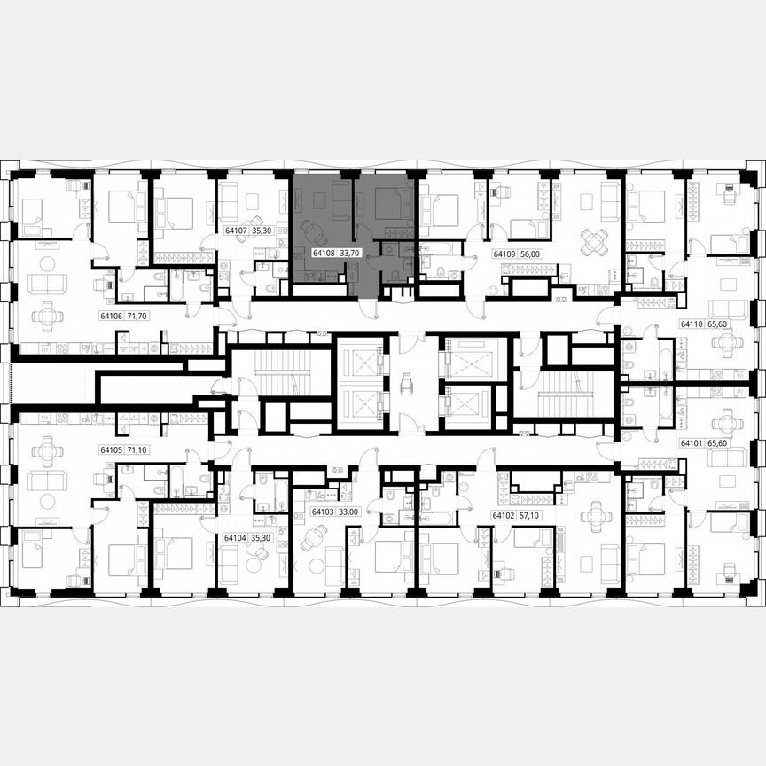 1-к. квартира, 33,7 м², 41/48 эт.