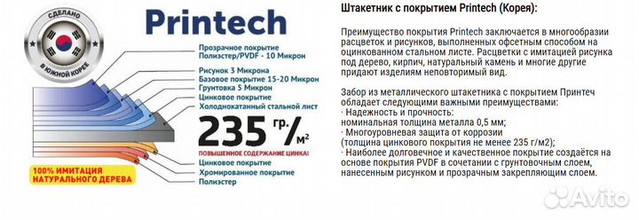 Металлоштакетник широкий 115мм 24 ребра жесткости