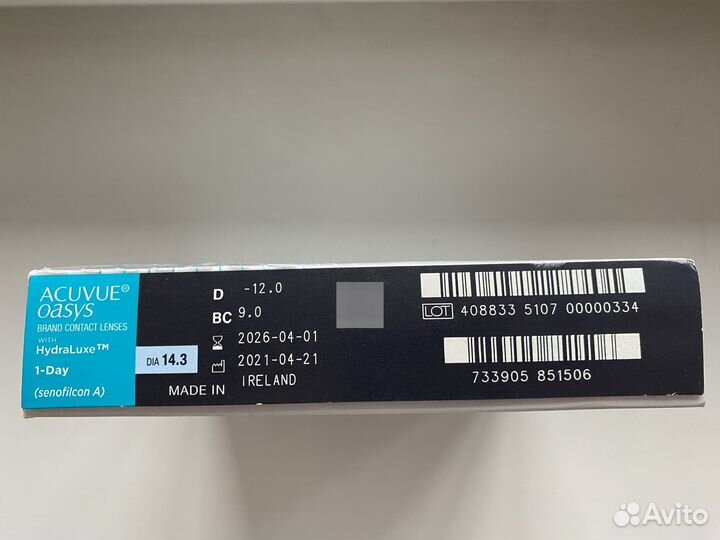 Линзы acuvue oasys ежедневные -12.00