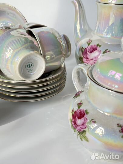 Кофейный сервиз ГДР фарфор перламутр