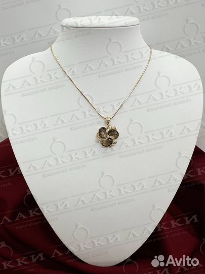 Золотой кулон бриллианты, раухтопаз 750 / 4.61 гр