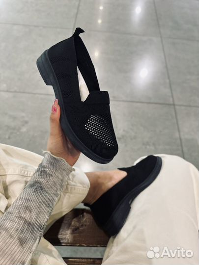 Лоферы сеточкой тканевые