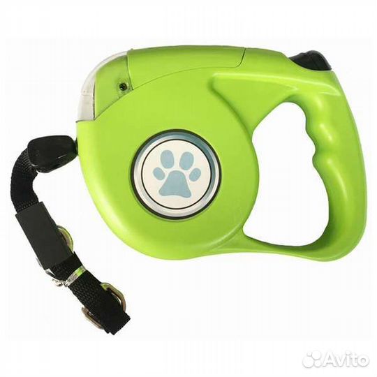 Поводок-рулетка 5 м до 35 кг, с фонариком.Доставка